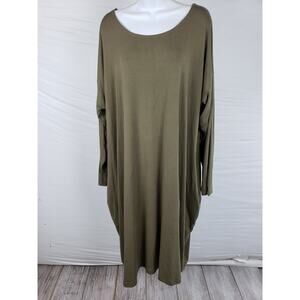 Harriet SF Green Long Sleeve Lagenlook Dress One Size O/S Stretchy Pockets